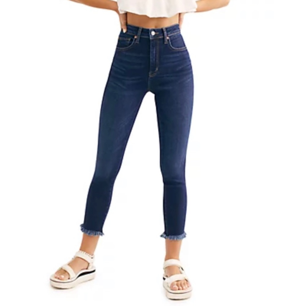 Free people high rise raw hem jeggings skinny jeans